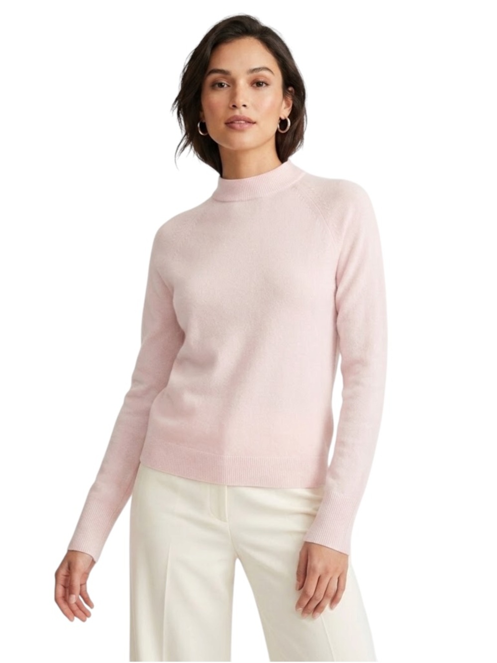 Karen Scott Light Pink Mock Neck Knit Sweater
